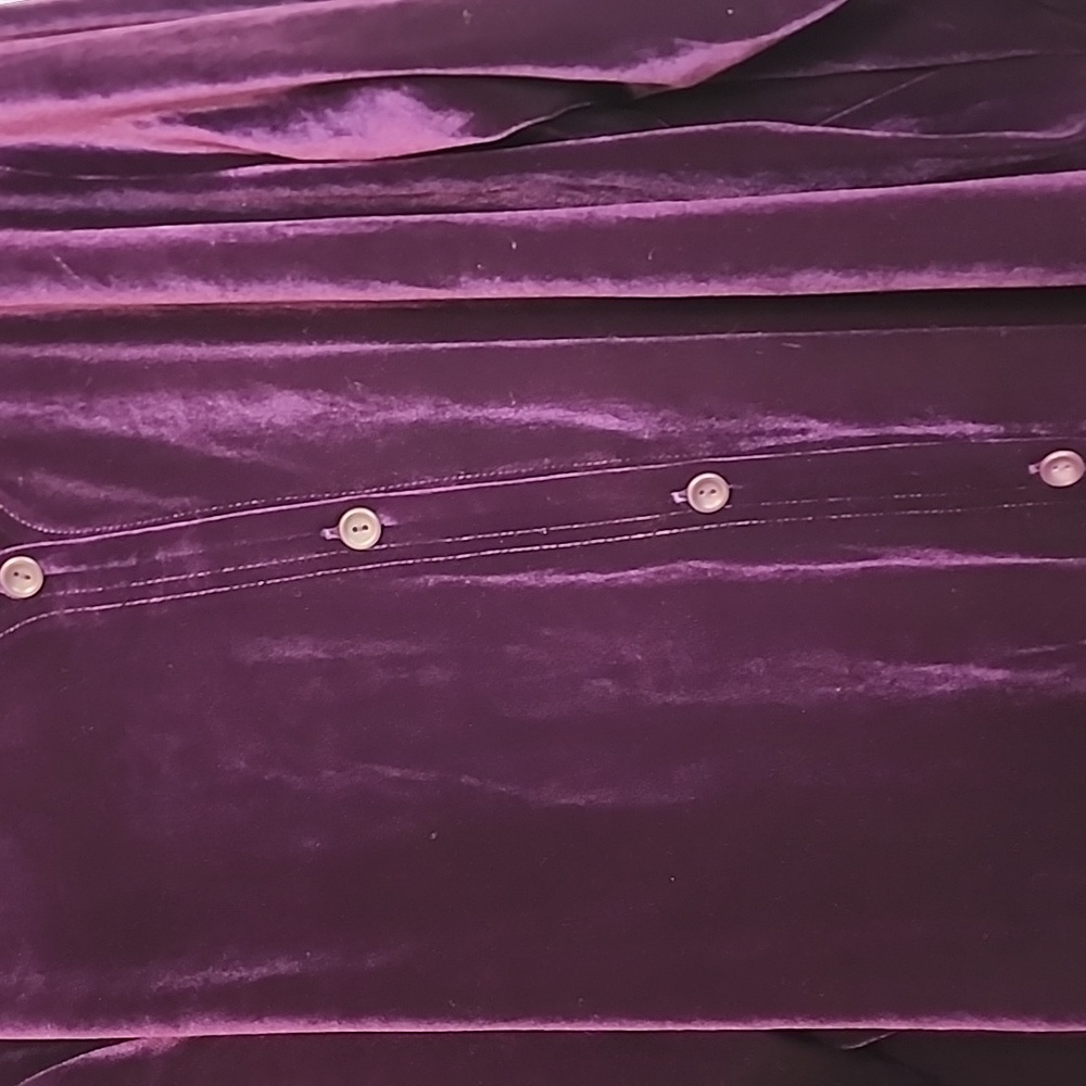 BECHAMEL II NWT PURPLE VELVET V NECK BUTTON DOWN LONG SLEEVE Warm Vintage Top - Picture 7 of 11